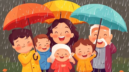 Multigenerational Happy Family Enjoying Outdoor Activities Together