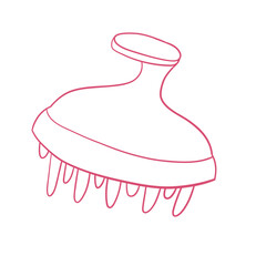 Scalp Massage Brush – Hand-Drawn Hair Care Accessory in Minimalist Line Art, Relaxing Self-Care Vector Illustration for Spa and Beauty Routine