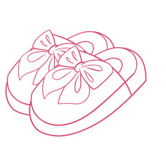 Cute Spa Slippers – Hand-Drawn Cozy Home Footwear with Ribbon Bow, Relaxing Self-Care Essentials in Minimalist Linear Vector Illustration