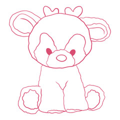 Adorable Plush Fawn (Baby Deer). Hand-Drawn Soft Toy in Cute Minimalist Line Art, Cozy Bedroom and Gift Illustration