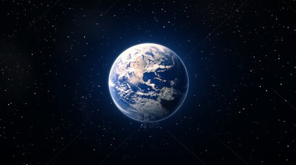 Obraz premium Planet earth is rotating in the vastness of space, surrounded by myriads of stars, creating a breathtaking cosmic scenery, ideal for space exploration, astronomy, and educational projects