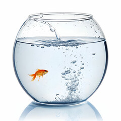 a fishbowl with water isolated on white background