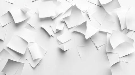 Fototapeta premium Fly papers set. Chaotic falling and flying empty white sheets groups, scattered notes with curved pages corners, document mockup isolated on transparent background Realistic 3d vector Illustration
