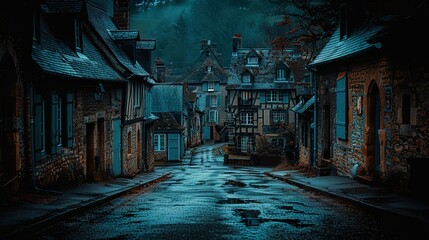 Fototapeta premium A quiet alleyway lined with old buildings in HD HD 8K wallpaper Photographic Image