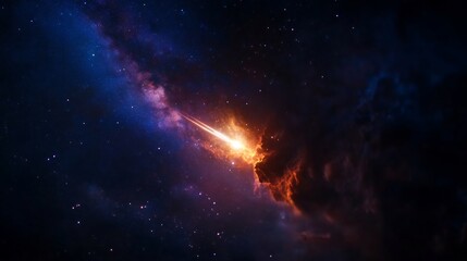 Obraz premium Cosmic Fireball: A Fiery Meteor Streaking Across the Galaxy