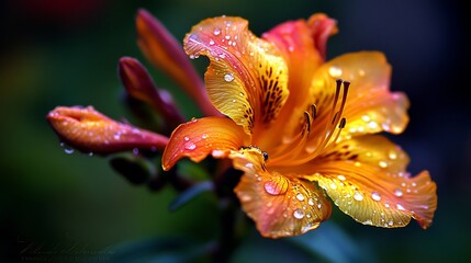 Dew-Kissed Daylily: A Symphony of Orange and Gold