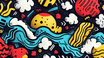 Abstract colorful doodle art background texture design