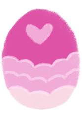 Cute Easter egg in pink colorful pastel color with heart love romantic illustration crayon doodle hand drawn kids children drawing png transparent clipart sticker cutout digital sticker