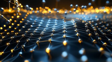 Fototapeta premium Abstract Network Data Flow, Global Connection, Digital Technology, Background Glow, Science Illustration