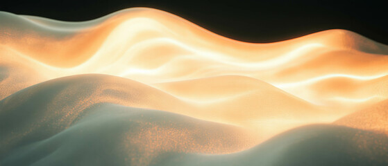 Gentle light emanates from textured waves on a dark background creating an ethereal atmosphere