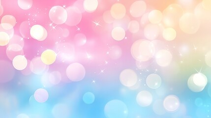 Obraz premium Colorful pastel bokeh background with soft glowing light orbs in pink, blue, and yellow hues