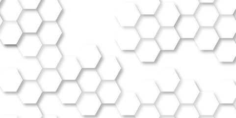 Fototapeta premium Abstract hexagon white background with shadow .white background Futuristic blue neon honeycombs. Modern technology design. Vector illustration.