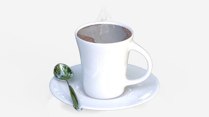 cup of hot coffee on white background