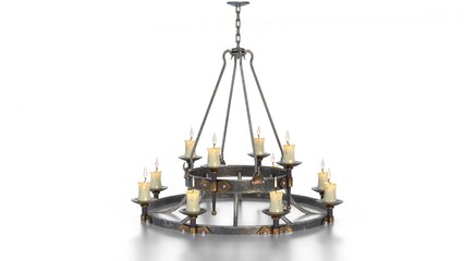medieval chandelier on white background