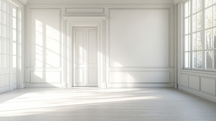 Empty photo studio interior with white backstage