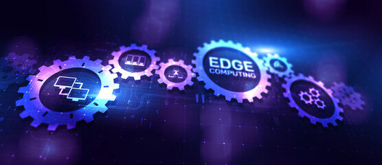 Fototapeta premium Edge computing modern IT technology on virtual screen concept.