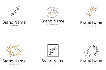 Botanical logo design plant ornament nature plant icon flower leaf line model
