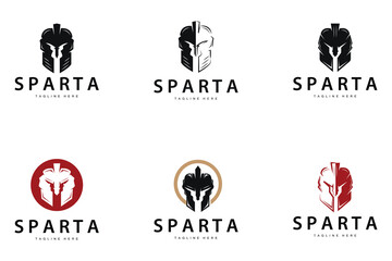 Spartan logo, barbarian warrior badge design simple silhouette spartan war helmet vector