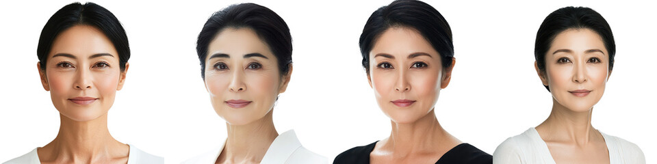 Obraz premium Portrait of a confident and sophisticated Asian woman in a professional headshot against a clean white background presenting a poised and resolute demeanor suitable for corporate business