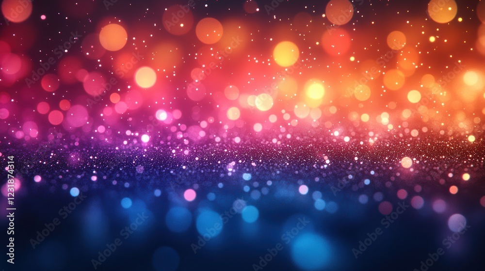 Poster a mesmerizing display of colorful bokeh lights creating an enchanting atmosphere, perfect for backgr