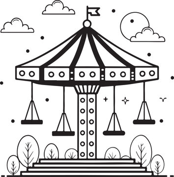 Isolated black chain carousel thin line con Vector, black chain carousel thin line Silhouette,black chain carousel thin line icon set, black chain carousel thin line for logo,color black chain carouse