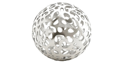 Silver abstract sphere rotating on transparent background