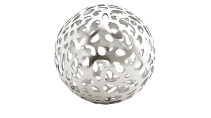 Silver abstract sphere rotating on transparent background