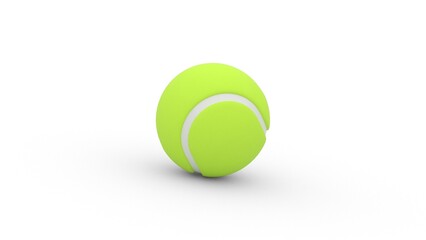 yellow tennis ball fall on white background