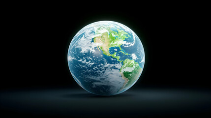 Fototapeta premium Earth globe, continents, dark background, global issues, environmental use