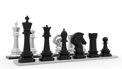 chess pieces on grey background