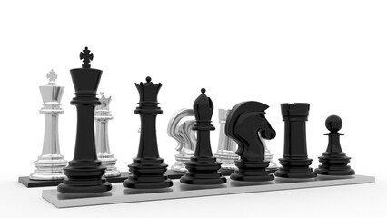 chess pieces on grey background