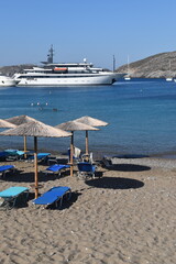 Fototapeta premium A luxury yacht in the harbour of the idyllic small island of Kythira in Greece