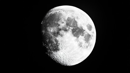 Obraz premium Full moon on night with black background.