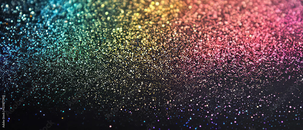 Poster glitter texture overlay creating a vibrant three-dimensional effect on a dark background