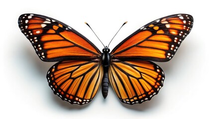Striking black and orange Viceroy butterfly silhouette, isolated on a pristine white background.
