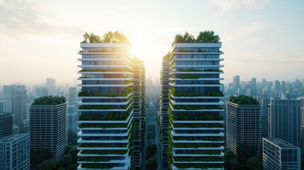 Obraz premium Modern Urban Architecture with Green Spaces in City Skyline