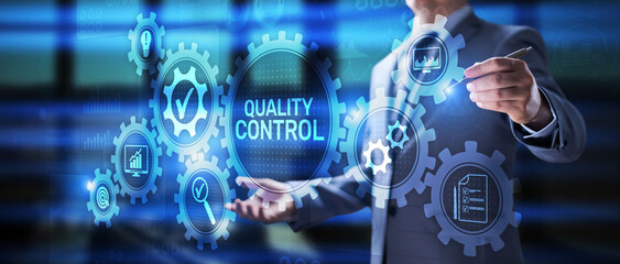 Quality control assurance standards certification business technology concept.