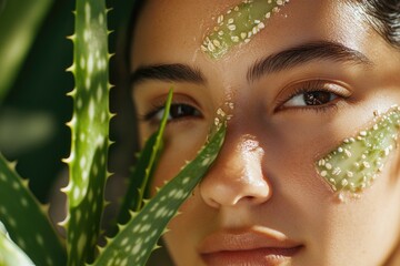 A close-up shot of someone with a plant covering their face, possibly for a gardening or environmental theme