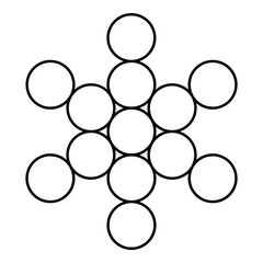 Fruit of life symbol Sacred geometry contour outline line icon black color vector illustration image thin flat style
