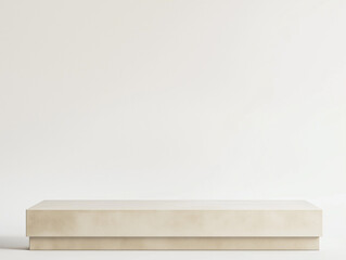 Naklejka premium empty pedestal or long podium display against a white backdrop, serving as a blank product shelf with a minimalist and modern aesthetic