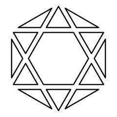 Octagedron icosahedron sacred geometry symbol contour outline line icon black color vector illustration image thin flat style