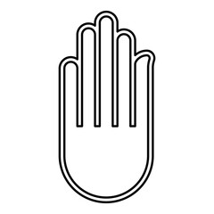 Hand Akhimsa Ahimsa arm Jainism Jain religion symbol Dharma Ahinsa contour outline line icon black color vector illustration image thin flat style