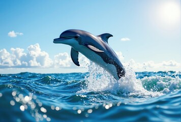 Fototapeta premium Dolphin Leaping from Ocean Water