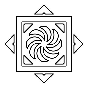 Armenian Arevakhach Neo paganism symbol sunny cross solar mythology Hetanism Armenian neo powder heathenism Eternity sign pumpkin contour outline line icon black color vector illustration image thin 