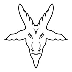 Head goat Symbol Satanism of Lavaeus Sigil of Baphomet sign contour outline line icon black color vector illustration image thin flat style