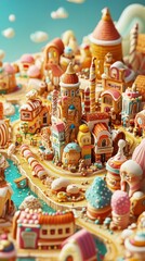 Fototapeta premium Whimsical Candy Village Delightful Sweet Town