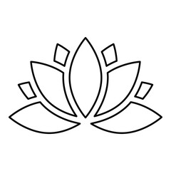 Lotus lily water flower contour outline line icon black color vector illustration image thin flat style