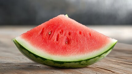 Freshly sliced watermelon reveals vibrant red flesh on rustic wooden table