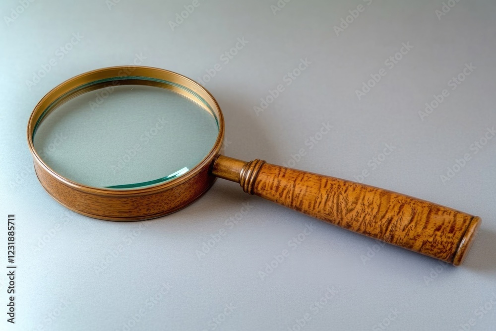 Wall mural a detailed view of a magnifying glass sitting on a table, ideal for scientific or forensic applicati