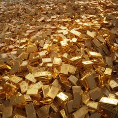 Vibrant Gold Bars Abundantly Spread Across a Rich Surface
